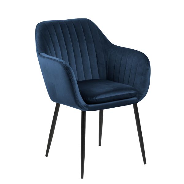 Стул / кресло EMILIA 57x59xH83см, сиденье и спинка: ткань, цвет: тёмно-синий, ножки: чёрный металл