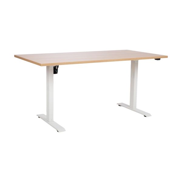 Desk ERGO with 1 motor 160x80xH71-121cm, hickory/white