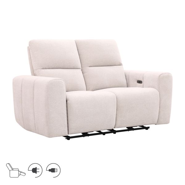 Recliner sofa MATIAS 2-seater with electric mechanism, light beige