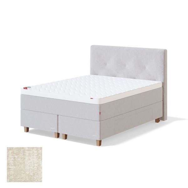 Continental bed with drawer BLACK CONTINENTAL AVOLA 180x200cm, soft, beige