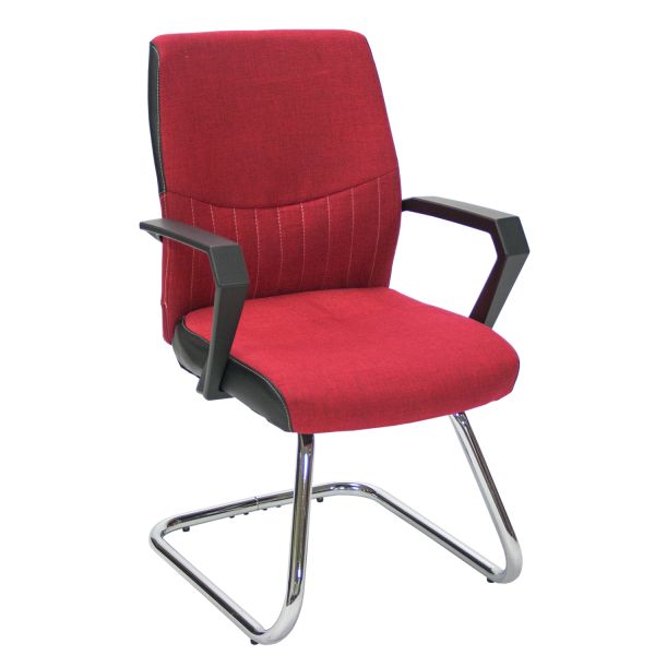 Стул для посетителей ANGELO 58x57xH90cм, сиденье и спинка: ткань, цвет: красный, цвет корпуса: хромированный.