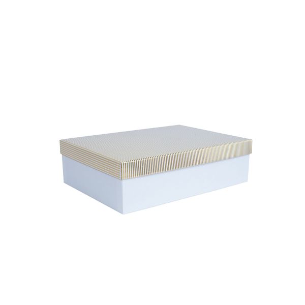 Коробка ELSA 14,5x10см, с крышкой золото/серебро, белая