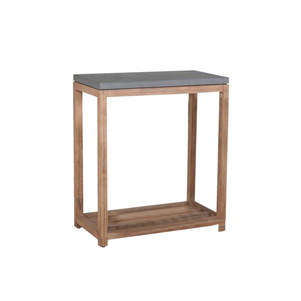 Полка SANDSTONE 57x28xH65см, полки: фиброцемент, цвет: серый, деревянная рама из акации