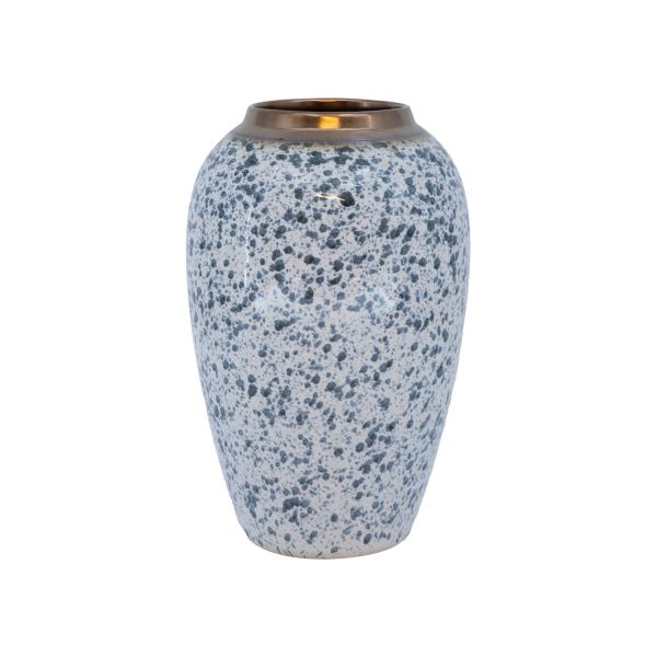 Vase TITAN STONE D17xH27cm, white/black droplets