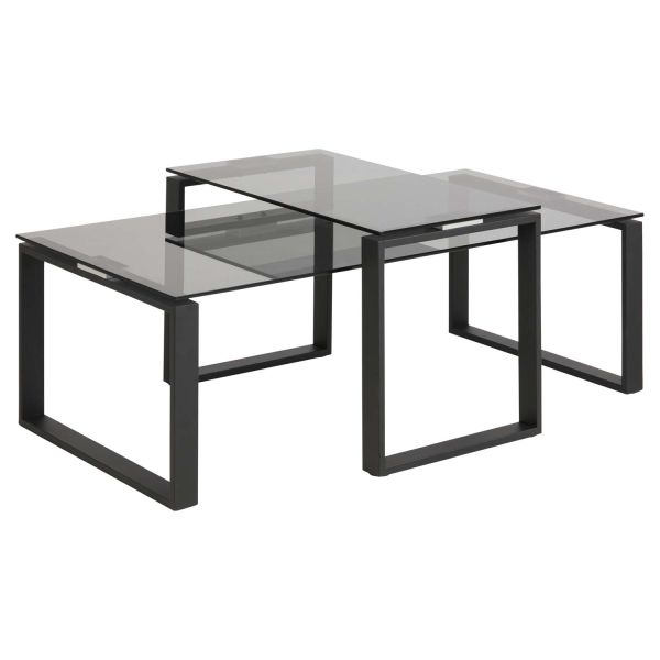 Coffee tables 2pcs KATRINE 115x55xH37,5cm, 69x40xH45cm, smoky grey