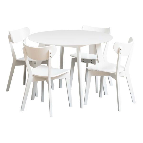 Dining table set ROXBY D105xH76cm, white