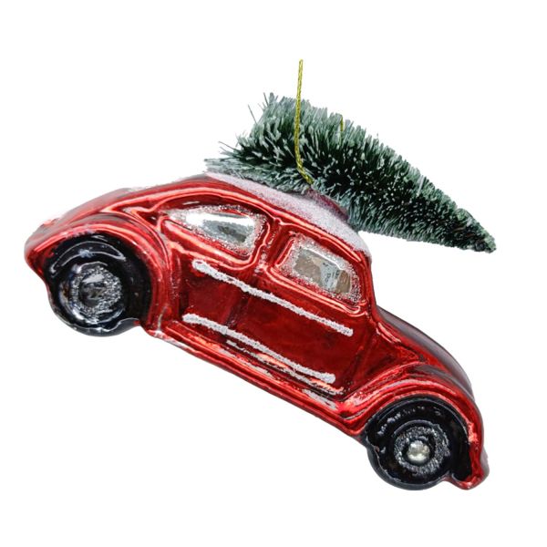 Рождественское украшение JOY CAR RED 10,6 см, стекло