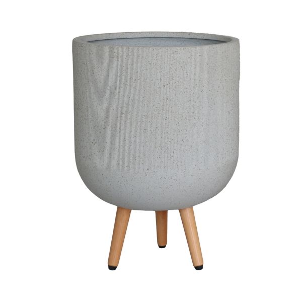 Lillepott SKY STONE D44xH65.5cm, helebeež, puidust jalgadega