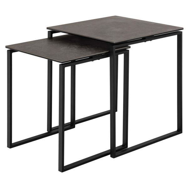 Coffee tables 2pcs KATRINE 50x50xH55cm, 43x43xH50cm, black