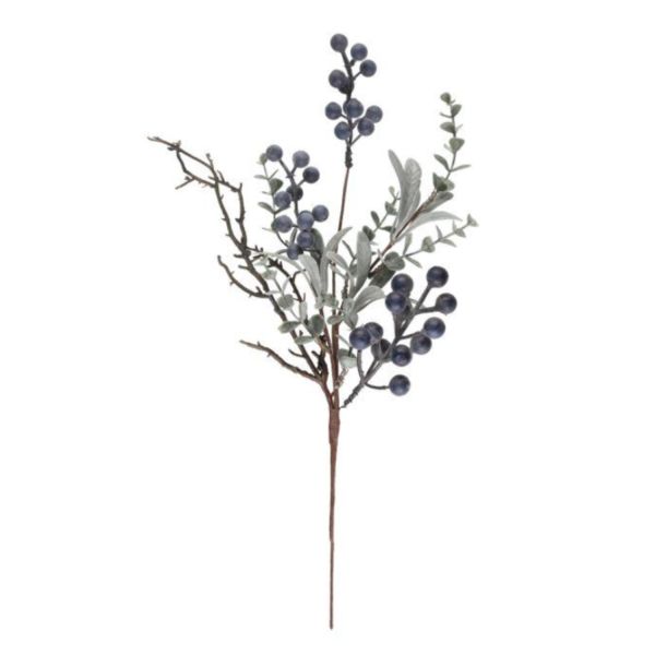 Branch BLUE BERRIES H40cm, blue