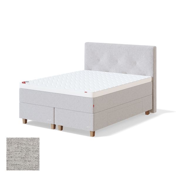 Continental bed with drawer BLACK CONTINENTAL VERANO 180x200cm, firm, light grey
