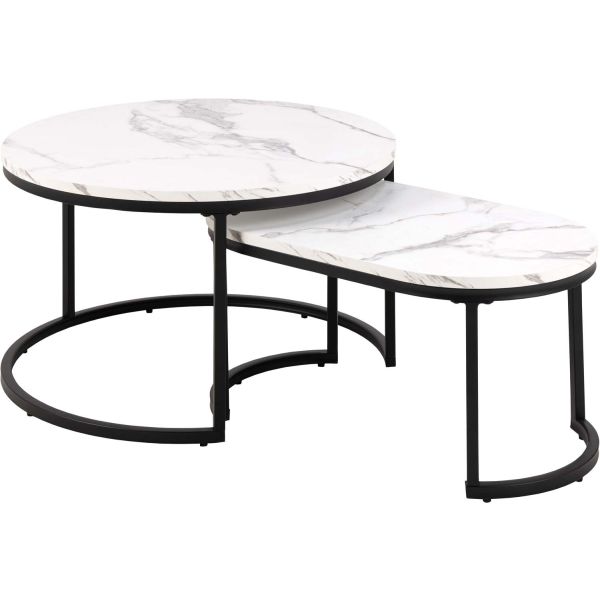 Coffee tables 2pcs SPIRO D70xH42cm, 70x40xH34,5cm, white