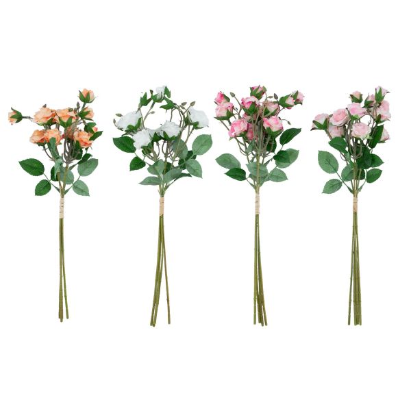 Искусственные цветы FLOWERLY, 4 кустовых розы в букете, микс