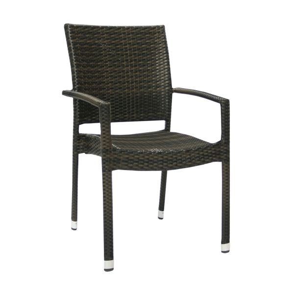 Стул WICKER-3 с подлокотниками, тёмно-коричневый
