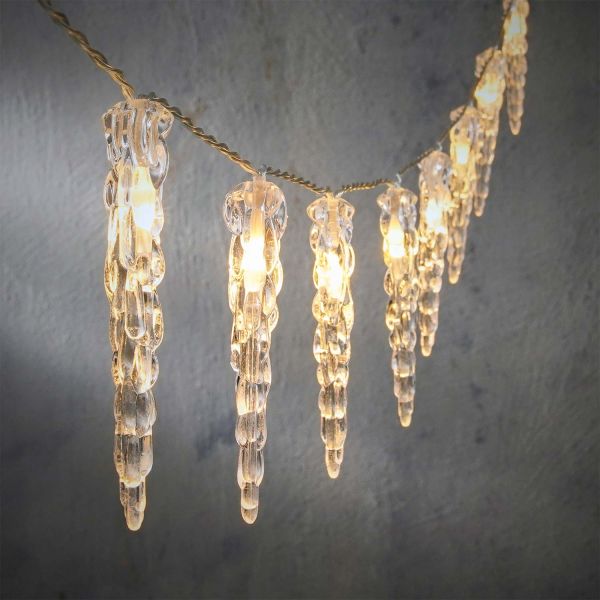 LED-light string SHINE ICICLE 10LED 100cm battery operated, with timer