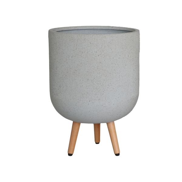 Lillepott SKY STONE D37xH52cm, helebeež, puidust jalgadega