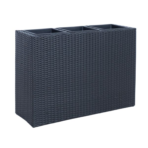 Flower box WICKER 84x30xH62cm, black