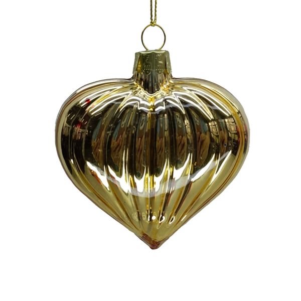 Christmas ornament JOY HEART GOLD 8cm, glass