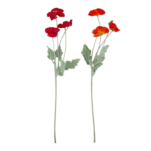 Искусственный цветок FLOWERLY "Мак", красный или оранжевый, микс