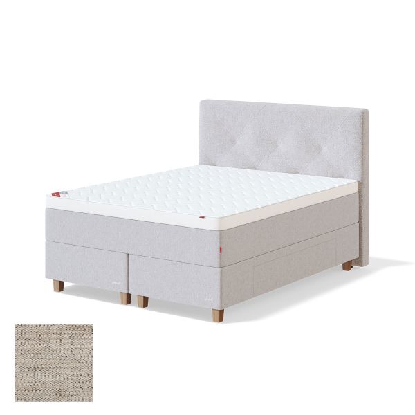 Continental bed with drawer BLACK CONTINENTAL VERANO 180x200cm, firm, light beige
