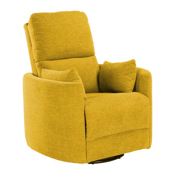 Recliner armchair STINA with swinging and rotating manual mechanism, yellow