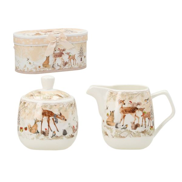 Sugar box and cream jug in MIA DEER gift box