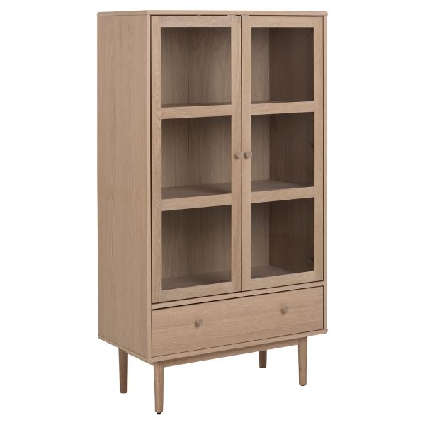 Шкаф-витрина ASTON 80x40xH144,8см, светлый дуб