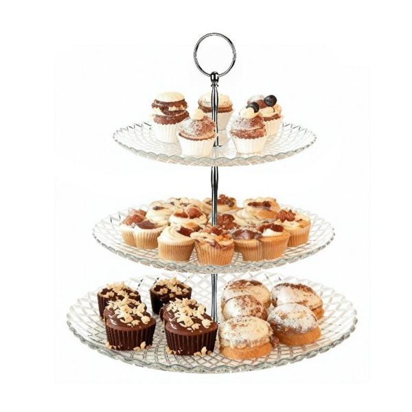 Tiered stand TRAY 3-tier D30.5cm, glass