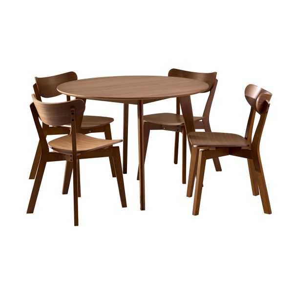 Dining table set ROXBY D105xH76cm, brown