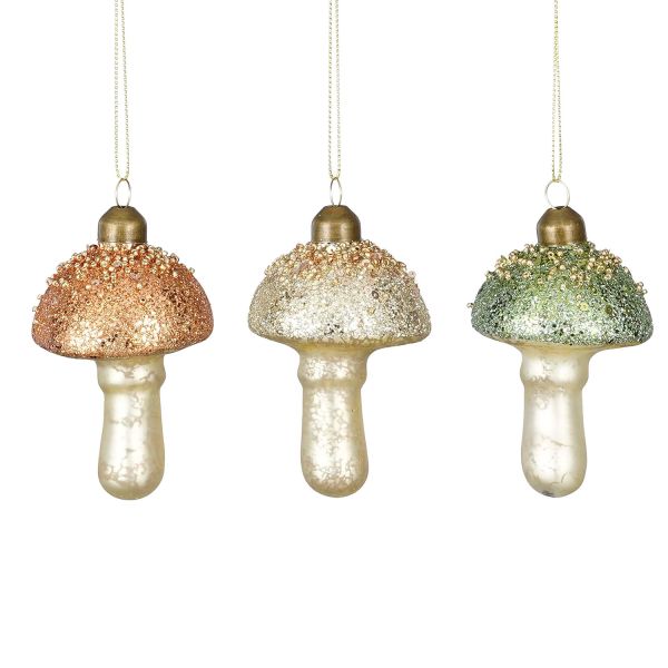 Christmas ornament GLOW MUSH H8,5cm, glass, mix