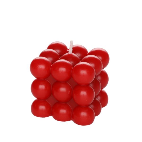 Candle CUBE 6cm dark red