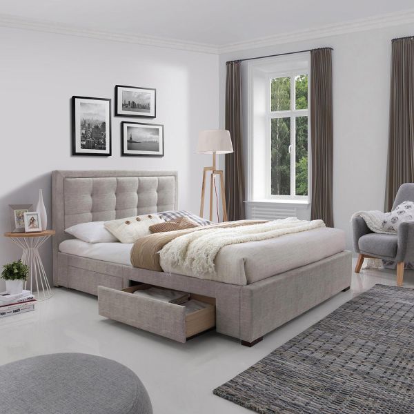 Voodi DUKE madratsiga HARMONY DELUX 160x200cm, beež