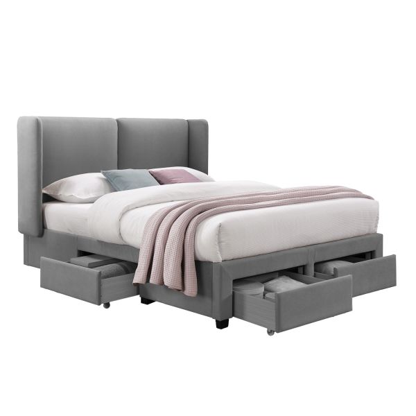 Кровать SUGI с матрасом HARMONY DELUX 160x200см, серый