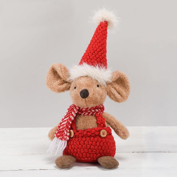 Decoration FUN OLIVER H39cm, mouse, red