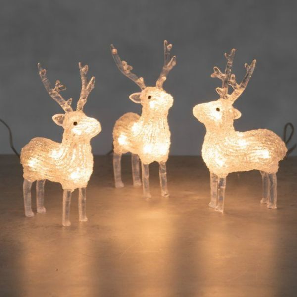LED decoration REINDEER 19,5cm 3pcs