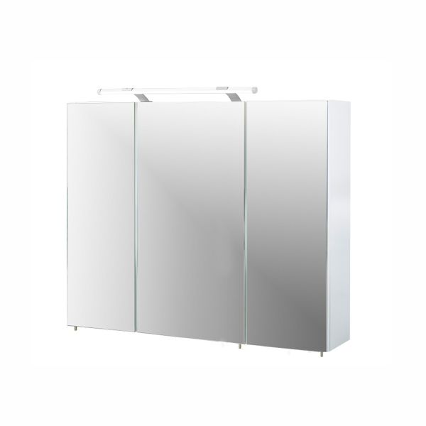 Зеркальный шкаф с LED-светильником DORINA 90x16xH75см, белый глянцевый
