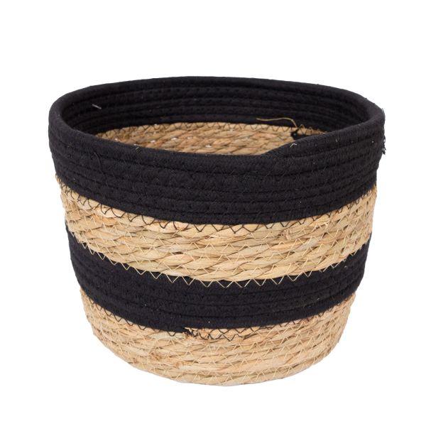 Basket KENIA-3, D26xH18cm, natural/black