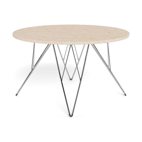Coffee table PRUNUS D80xH46,4cm, beige/chrome