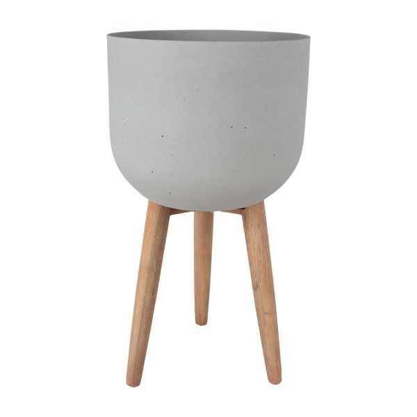 Кашпо SANDSTONE на деревянных ножках D40xH73,5см, серый