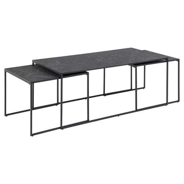 Coffee tables 3pcs INFINITY 120x60xH48cm, 56x56xH44cm, 56x56xH44cm, black