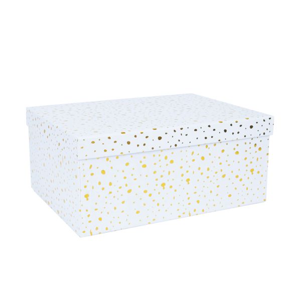 Pappkarp DIANA-3 kaanega 33x25,5xH14,5cm, valge kuldsete täppidega