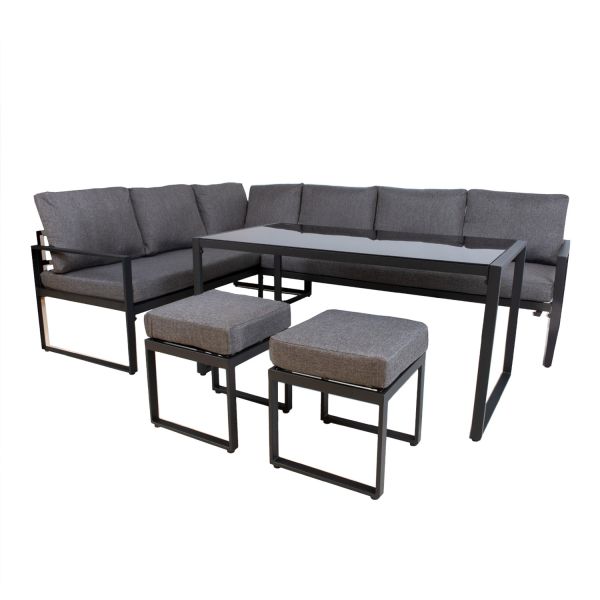 Garden furniture set LEIPZIG table, corner sofa, 2 ottomans