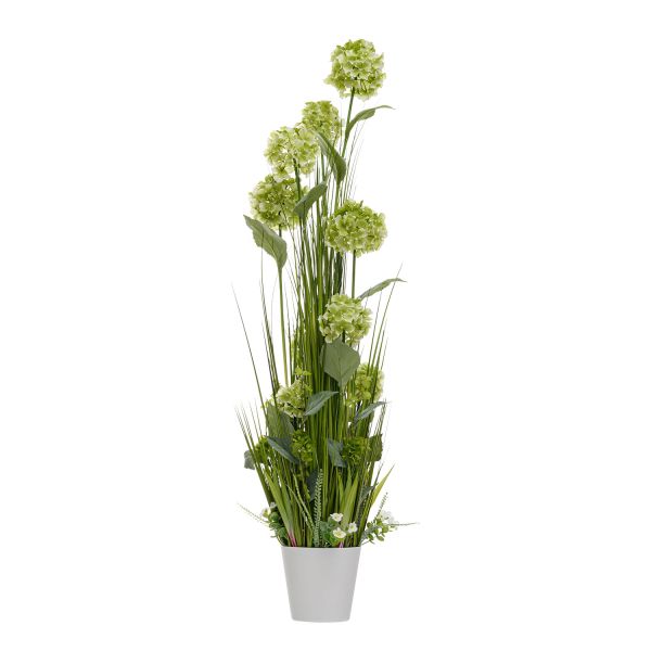 Kunstlill IN GARDEN H120cm, roheline hortensia, rohukõrred potis