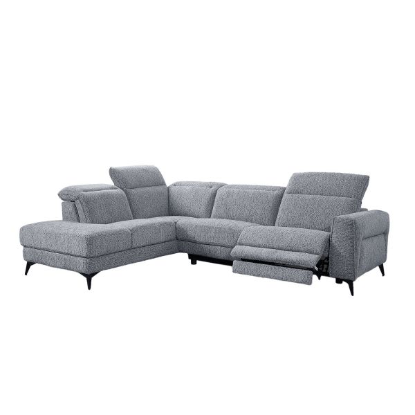 Corner sofa LUISA LC, electric recliner, grey
