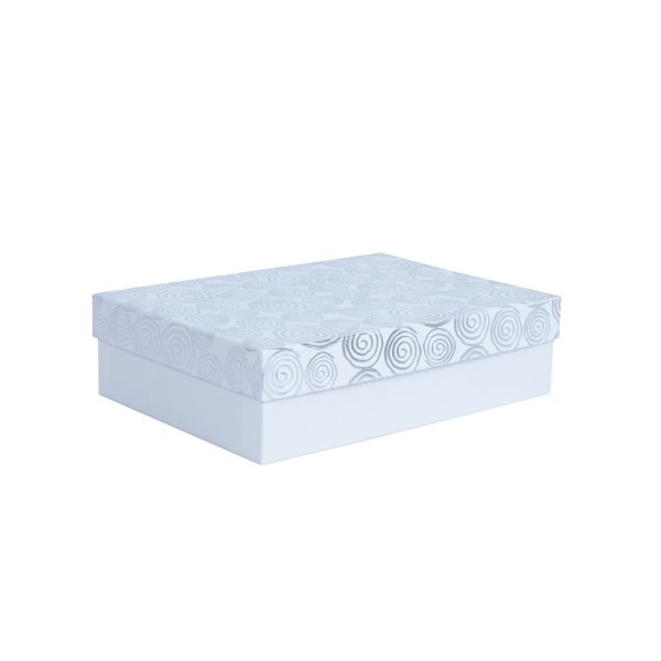Коробка ELSA 17x12см, с крышкой золото/серебро, белая