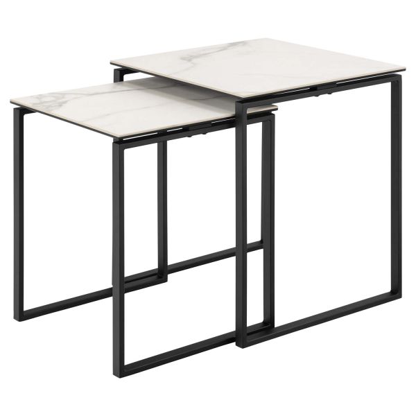 Coffee tables 2pcs KATRINE 50x50xH55cm, 43x43xH50cm, white