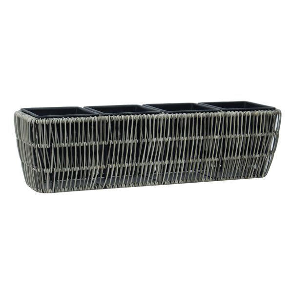 Flower box WICKER 57x16xH16cm, grey