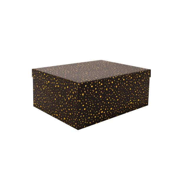 Pappkarp DIANA-8 kaanega 23x16,5xH10cm, must kuldsete täppidega