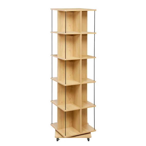 Книжная полка FERDIE поворотная 45x45xH176см, ясень/черный