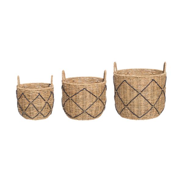 Basket CROSS-3, D25xH22cm, seagrass